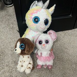 Beanie boo bundle unicorn mouse and dog
